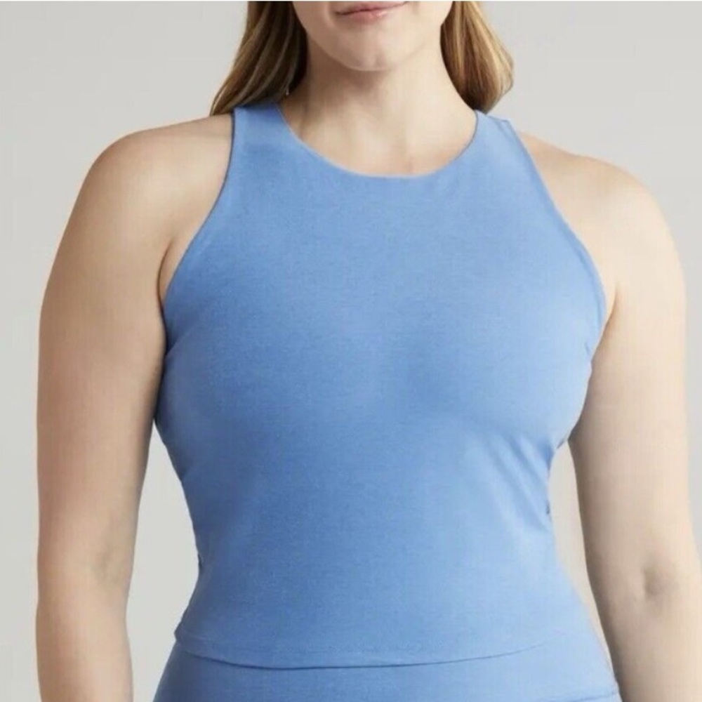 BEYOND YOGA Plus Size Blue Refocus Space Dye Crop Tank Top 2X